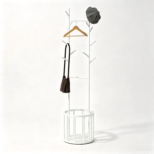 <span class=keywords><strong>Perchero</strong></span> Metálico con Cesta para Almacenamiento de Paraguas y Múltiples Ganchos, Estante Independiente para Ropa, Decoración para el Hogar, <span class=keywords><strong>Recibidor</strong></span> y Entrada - Product Image 4