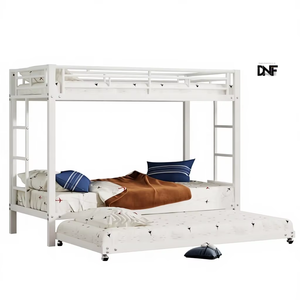 <span class=keywords><strong>Lit</strong></span> <span class=keywords><strong>mezzanine</strong></span> DNF 90x200cm, structure métallique, barres latérales, échelle de sécurité, design moderne pour chambre d'enfant, dortoir adulte, robuste, blanc - Product Image 1