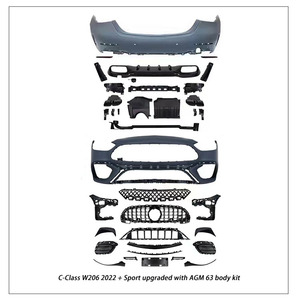 Classe C W206 Mise à niveau <span class=keywords><strong>AMG</strong></span> C63 Pare-chocs avant et arrière Calandre Jupes latérales Déflecteur arrière Kit de carrosserie pour Mercedes-Benz - Product Image 4