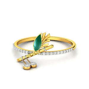 F708 Women's 18K Solid Gold <b>Diamond</b> <b>Bracelet</b> With Green Enamel Leaf Design Everyday Wear Round Brilliant Cut Natural <b>Diamonds</b> - Product Image 1