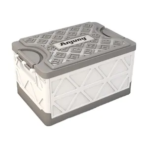 Anjuny 30L Collapsible Trunk Organizer for Car SUV Travel Toys Foods Groceries Plastic Storage Bin Box