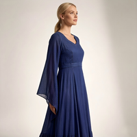 Mittelalterliches Hexen-Chiffon-Maxikleid, Gotisches Vampir-Kostüm mit Glockenärmeln für TV & Film, Damengrößen