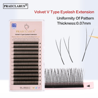 Volvet V Type Extension de Cils Épaisseur 0.07mm Fait à la Main Premium Naturel Doux Vison Volvet V Forme Extension de Cils