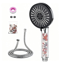 Cinq fonctions grand panneau Polycarbonate ion négatif pierre filtre pommeau de douche à main support de tuyau salle de bain ensemble de douche