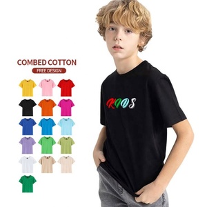 Tela saludable 100% algodón niños Camisetas cuello redondo suave cómodo logotipo personalizado 200G camisetas para niños para Unisex - Product Image 4