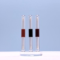 Tube de brillant à lèvres transparent double embout vide OEM ODM, emballage cosmétique rond pour gloss, blush liquide et maquillage