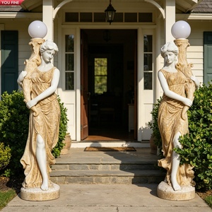 YOUFINE Ensemble <span class=keywords><strong>de</strong></span> lampadaires en marbre blanc, sculpture <span class=keywords><strong>de</strong></span> déesse classique, statue <span class=keywords><strong>de</strong></span> <span class=keywords><strong>jardin</strong></span> extérieur <span class=keywords><strong>pour</strong></span> villa - Product Image 2