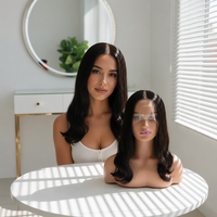 Perruque Sheitel Naturelle Noire Ondulée Certifiée Casher, 100% Cheveux Humains, Perruque à Dentelle HD Invisible et Réaliste pour Femmes, Vente en Gros