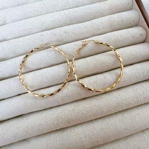 Xinfly 18K Gold Twisted Thin Earrings Au750 Genuine Gold Women's High-end <b>Light</b> Luxury Large Earrings - Product Image 1