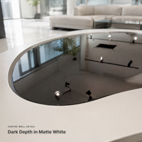 Table basse ovale crème en verre fumé organique avec éclairage LED intégré, base en noyer, socle flottant, en bois écologique pour salon