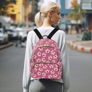 Hawaii Hau Quilted Polyester <b>Backpack</b> Casual College School Bag Waterproof Travel Custom Pink Flower Laptop Women <b>Backpack</b> - Product Image 6