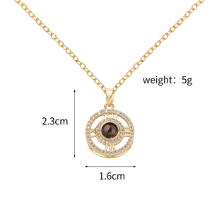 Gioielli alla Moda, Collana con Ciondolo in Rame Personalizzato con Proiezione Foto, Zirconi Trendy, Ti Amo, per Donne - Product Image 5