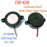 42*18MM 9 ~ 15V DC alarme sonore active Piezo Buzzer 90dB haut décibel Buzzer avec câble FSD-4218