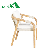 Vente en gros d'ensemble de chaises de salle à manger de style bohème moderne pour l'extérieur chaise en rotin et bois de teck pour la cour, chaises de table de bistro confortables