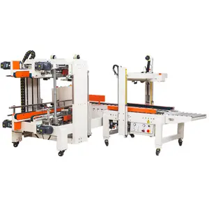 DQFXC5045X Pneumatic Automatic Continuous Carton Box Taping Sealing machine with DQFXS7050 Four Corner Edges sealer