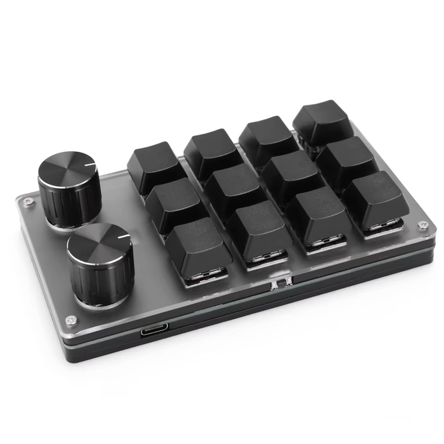 12 Key 2 Knob Programming Macro Custom Knob Keyboard Bt-Compatible/Wired RGB Hotswap Mechanical Gaming Keyboard