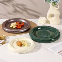 Assiette à steak en céramique, style occidental, luxe, créative, plat de service pour desserts, usage domestique, beignet, plat à l'apparence élégante
