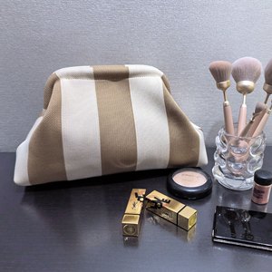Color Block Stripe Knit Dumpling Bag <b>Summer</b> Vacation Women Clutch Bag Striped Woven Cosmetic Makeup Pouch <b>Handbag</b> - Product Image 3