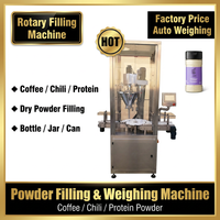 Machine de remplissage et d'emballage rotative automatique haute vitesse pour poudres (protéines, café, piments, produits secs) en bouteilles et bocaux, avec fonction de pesage CE