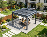 Pavillon à lames orientables intelligent en alliage d'aluminium, télécommandé, protection solaire, imperméable, résistant au vent et au feu