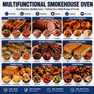 Four à fumage industriel automatique de 30 kg pour <span class=keywords><strong>chorizo</strong></span>, bratwurst, salami, saucisses, atelier de transformation alimentaire - Product Image 2