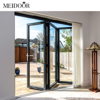 Porte accordéon double pliante extérieure résistante en verre, design français en aluminium, pour chambre à coucher, double ouverture