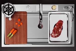 Fregadero de Cocina de Acero Inoxidable 304 Nano, Tipo Cascada, de un Solo Tazón Grande, para Lavar Platos en el Hogar - Product Image 6