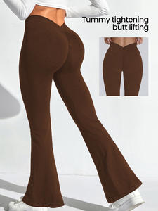 <span class=keywords><strong>Leggings</strong></span> de yoga évasés pour la gym, vêtements de sport haut de gamme, logo personnalisé, nylon et élasthanne, taille haute, effet push-up fessier, pantalons de sport - Product Image 3