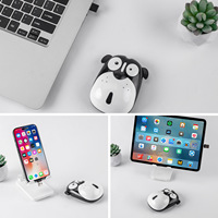 Souris sans fil optique mini 2,4 GHz à motif de dessin animé, double connectivité USB-A/Type-C, clic silencieux, rechargeable, 1200 DPI, multi-appareils, en stock