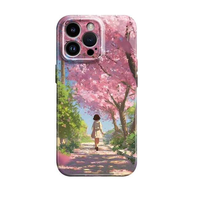 Customized Girl Under the Cherry Blossom Tree Film Hard Phone Cover for Iphone 17 Air 16 15 14 13 12 11 Pro Max 7 Plus 16e Cover
