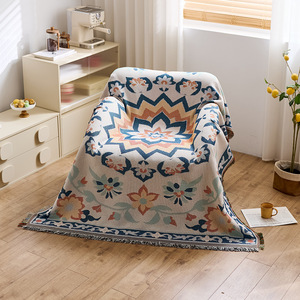 Printed <b>Sofa</b> Cover Polyester Cotton Washable Mediterranean Style Floral Pattern <b>Sofa</b> <b>Slipcover</b> One Piece <b>Sofa</b> Throw Blanket - Product Image 3