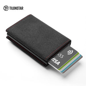 TILONSTAR TVC203a High Quality <b>RFID</b> Credit Card Case Trifold Leather Card Holder <b>Wallet</b> With Banknote Compartment & ID Window - Product Image 3