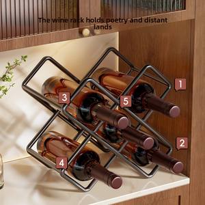 Présentoir mural empilable en <span class=keywords><strong>fer</strong></span> <span class=keywords><strong>forgé</strong></span> pour bouteilles de vin rouge, avec <span class=keywords><strong>porte</strong></span>-verres intégré, modèle Amz Hot Wire - Product Image 2