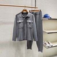 Herren Seide-Wolle Strickset |   Klassischer Old-Money-Cardigan & Strickhose Luxuriöses Business-Casual 2-Teiliges Ensemble