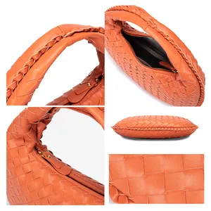 Pequeño trenzado tejido de lujo diseñador axila bolso para mujer