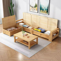 Sofá de Almacenamiento Convertible de Madera Maciza de Estilo Nórdico Moderno y Económico para Sala de Estar Pequeña de Invierno y Verano