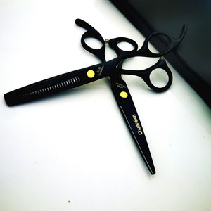 ChuanBen Hair Scissors Black Hand Shape 0.07mm Stainless Steel Durable For Hair Styling <b>Tools</b> Set - Product Image 2