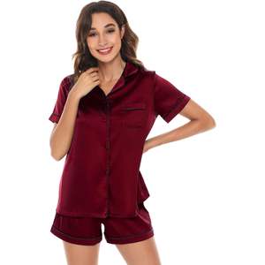 Women's Silk Pajamas Short <b>Pyjama</b> <b>Sets</b> Women's Summer Silk <b>Satin</b> Sleepwear Custom Sexy Loungewear Pj <b>Sets</b> Wholesale - Product Image 1