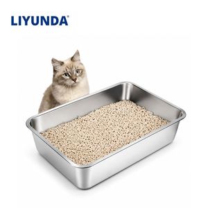 Caja de Arena para Gatos Liyunda Ecológica de Acero Inoxidable con Control de Olores para Gatitos, Gatos Recién Nacidos y Conejos, 45x35x15cm, Limpieza de Mascotas - Product Image 2