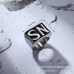 Men's <b>Titanium</b> Steel <b>Ring</b> SN Letter Design Fashionable Bold Simple Business <b>Ring</b> SA724 Gift Jewelry - Product Image 5