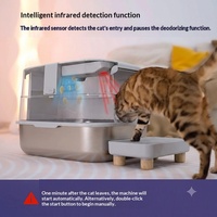Litière pour chat intelligente en acier inoxydable, fabriquée en Chine, best-seller transfrontalier, avec capteur infrarouge et élimination des odeurs par plasma 3-en-1