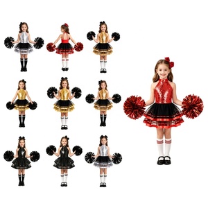 Uniforme de Porrista para Niñas, Top Halter con Lentejuelas y Tutú Brillante, Disfraz de Porrista Infantil para Actuaciones y Días de Juego, Personalizado - Product Image 1