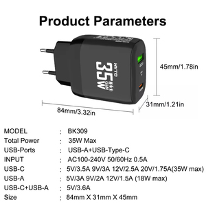 <span class=keywords><strong>Cargador</strong></span> de Pared USB de Doble Puerto Portátil con Luz LED, Adaptador GaN de Carga Rápida PD de 35 W <span class=keywords><strong>Tipo</strong></span> <span class=keywords><strong>C</strong></span> para <span class=keywords><strong>iPhone</strong></span> 15 14 13 12 <span class=keywords><strong>11</strong></span> - Product Image 3