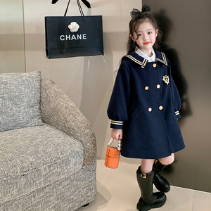 Abrigos Personalizados para Niñas, Bonitos y Elegantes, de Lana, Transpirables, Ecológicos, con Mangas <span class=keywords><strong>Farol</strong></span>, Cálidos para Invierno, con Cierre de Botones, Color Sólido - Product Image 2