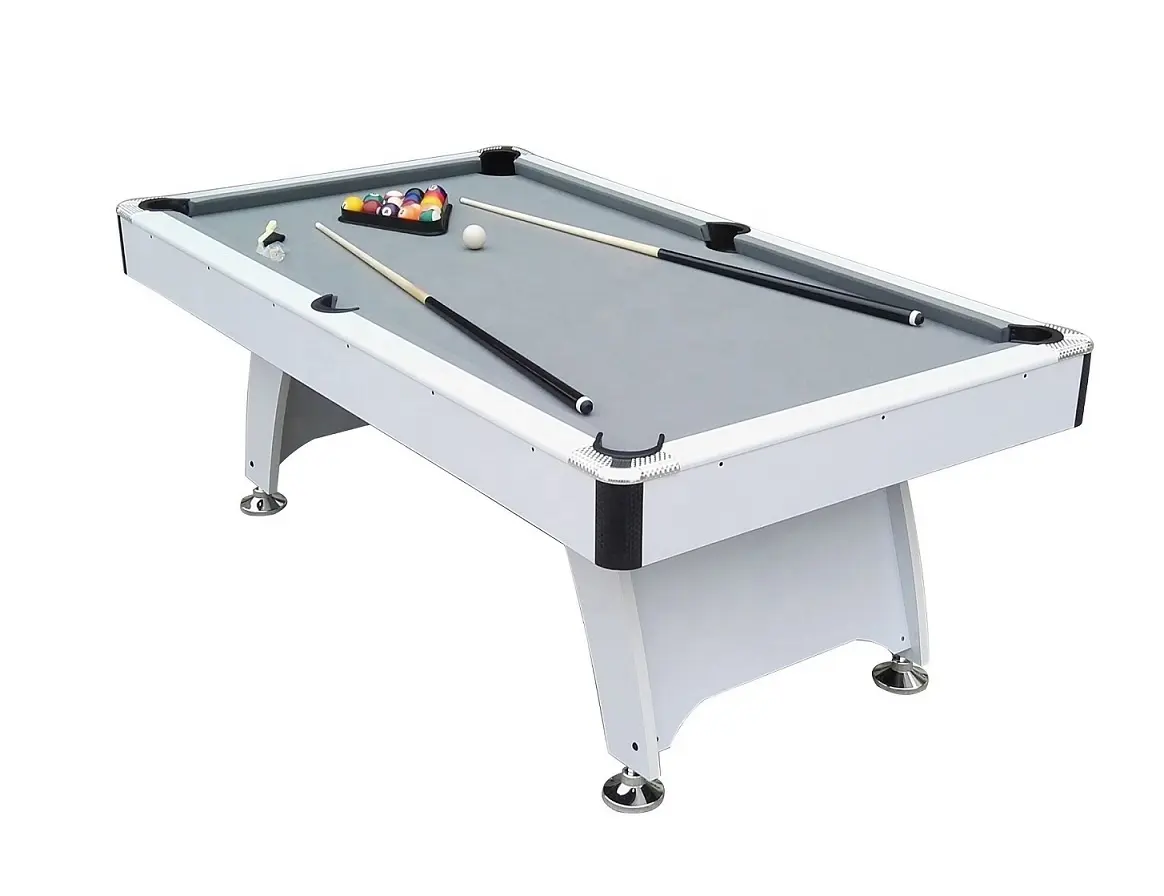 Modernes Design 6ft 7ft 8ft weißer Billardtisch billige Billard-Billardtische mit grauem Stoff