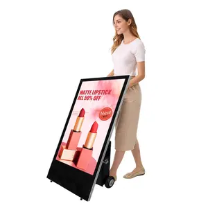 43 Inch outdoor capacitive battery powered digital poster portable advertising boards portable movable display kiosk