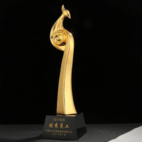 Cadeaux souvenirs 7x29cm or argent cuivre oiseaux résine trophée personnalisé cristal trophée créatif gravé équipe prix MH-NJ0523
