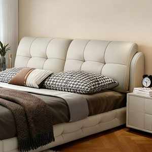 <span class=keywords><strong>Lit</strong></span> plateforme capitonné à double grille, entièrement rembourré, avec cadre <span class=keywords><strong>de</strong></span> sommeil intégré et enveloppant, idéal pour chambre principale, villa, appartement - Product Image 2