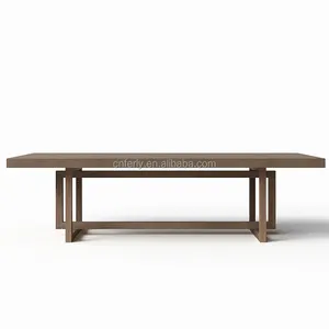 Modern American style dining room wooden dining table round solid wood table concrete dining table