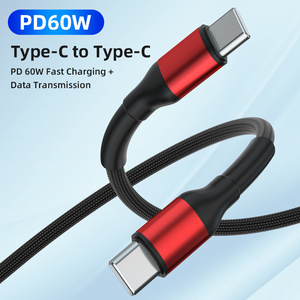 90 độ góc bên phải khuỷu tay Cáp dữ liệu đôi 3.0 USB Loại C nhanh 20V 3A 60W PD sạc Nylon Áo khoác bện cho máy tính - Product Image 5
